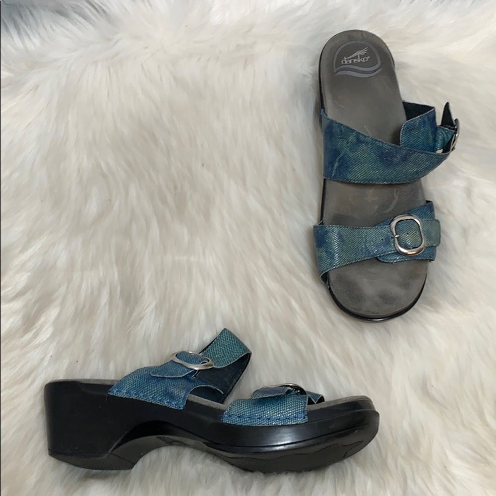 Dansko Sophie Blue Mule Sandals Size 39/8.5-9‎